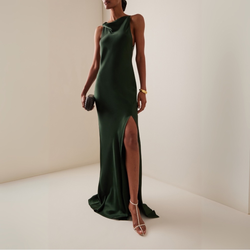 Sally LaPointe Green Satin Gown